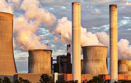 power station with smoke coming out of the chimneys power station with smoke coming out of the chimneys
