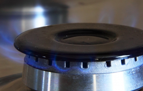Gas flames on a gas hob ring Gas flames on a gas hob ring