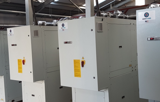 Five heat pumps in a large shed Five heat pumps in a large shed