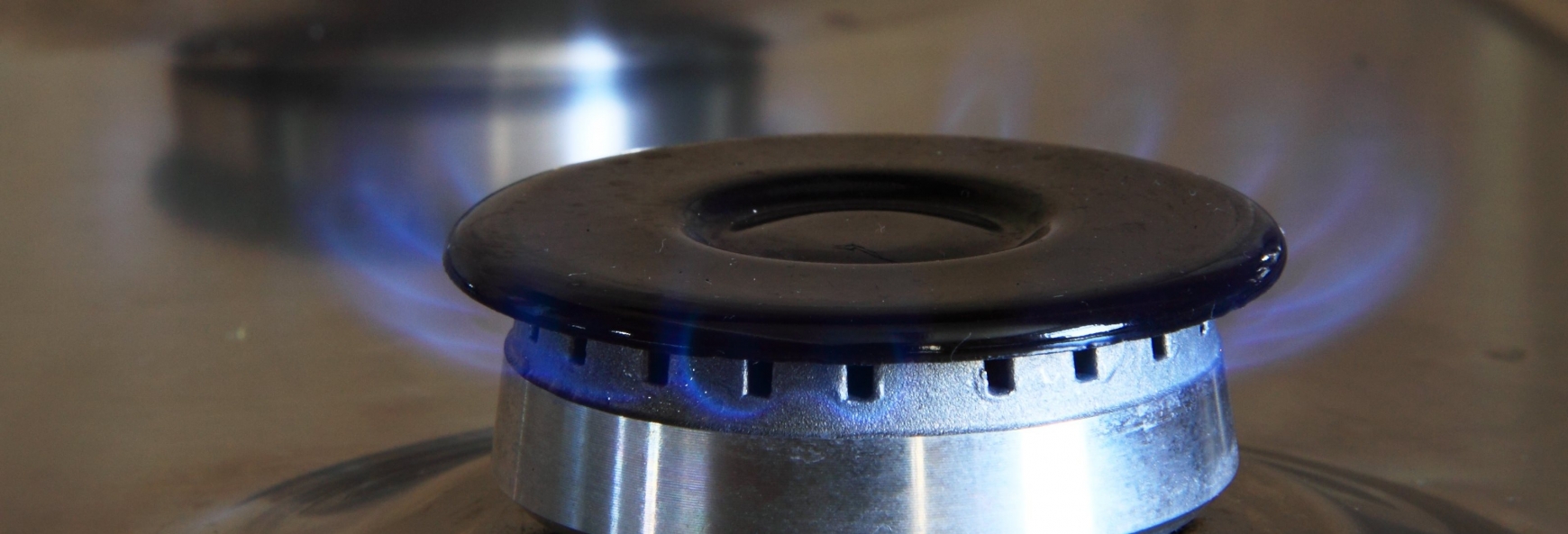 Gas flames on a gas hob ring