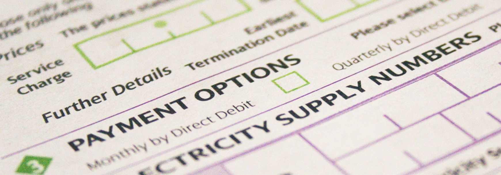 Example of a quotation form used by NFU Energy to get the best deals and most accurate prices on your energy bill