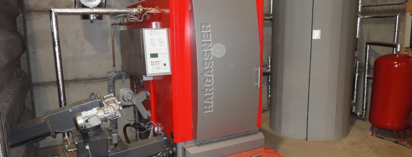 Biomass boiler in a shed