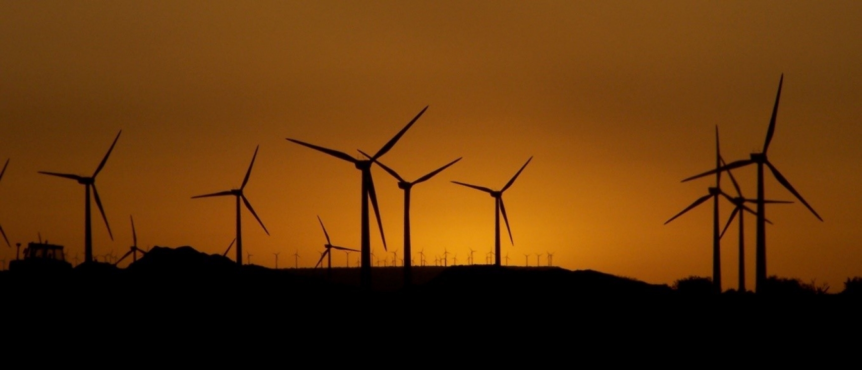 Wind turbines in the sunset