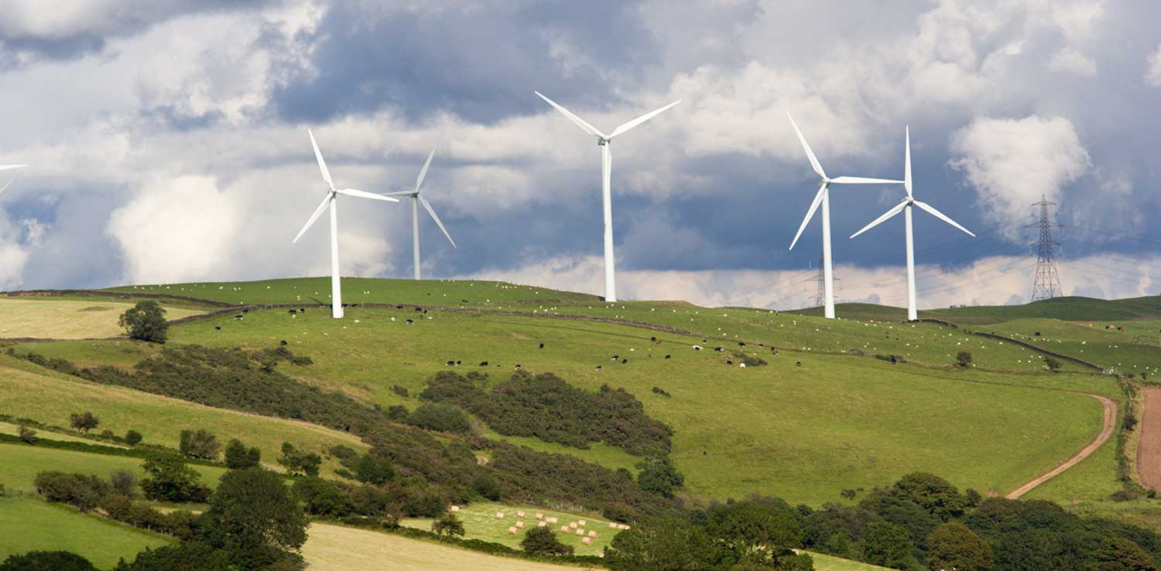 Wind turbines on a hillside